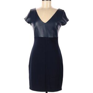 Bailey 44 Navy Faux Leather/Fabric Blue Knee Length Dress, Sz. M